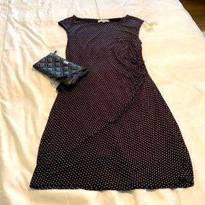 Ann Taylor Loft Flirty Black Dress Size L Rouching